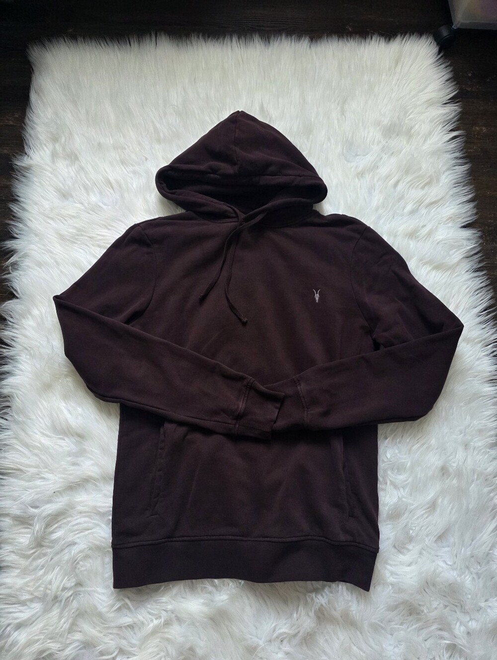 All Saints Dark Brown Logo Hoodie